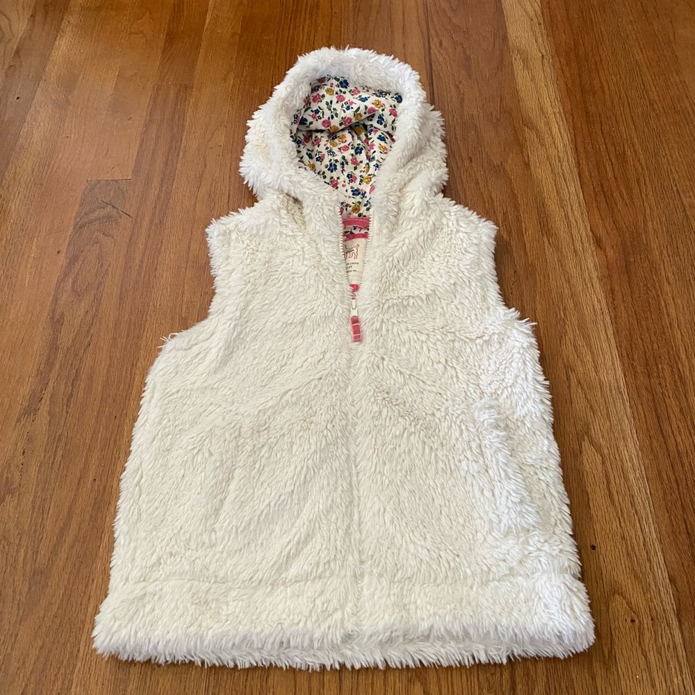 Mini Boden Ivory Fuzzy Girls Vest